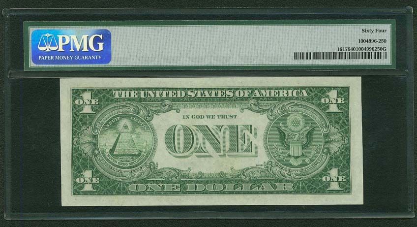 U.S. 1935-G  $1 SILVER CERTIFICATE BANKNOTE  WITH MOTTO, CERTIFIED PMG CU-64