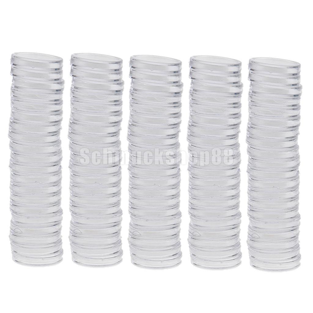 100pcs 22mm Plastic Applied Clear Round Cases Coin Storage Capsules Holder