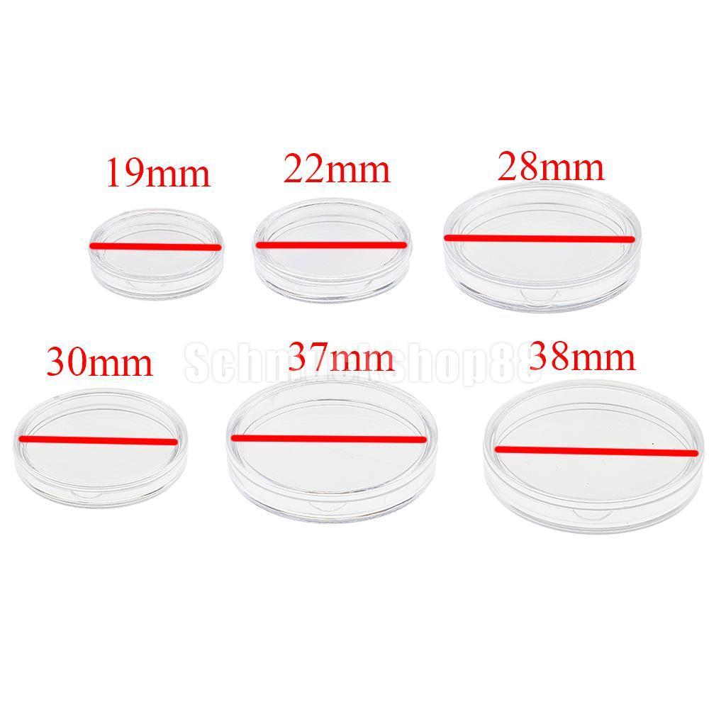 100pcs 22mm Plastic Applied Clear Round Cases Coin Storage Capsules Holder