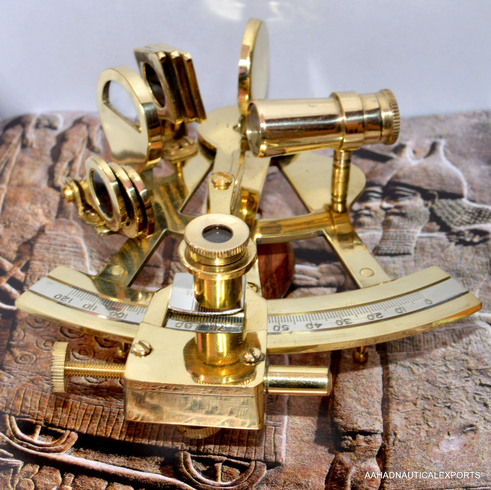 4" Solid Brass Sextant Nautical Working Instrument Astrolabe Ships Maritime Gift