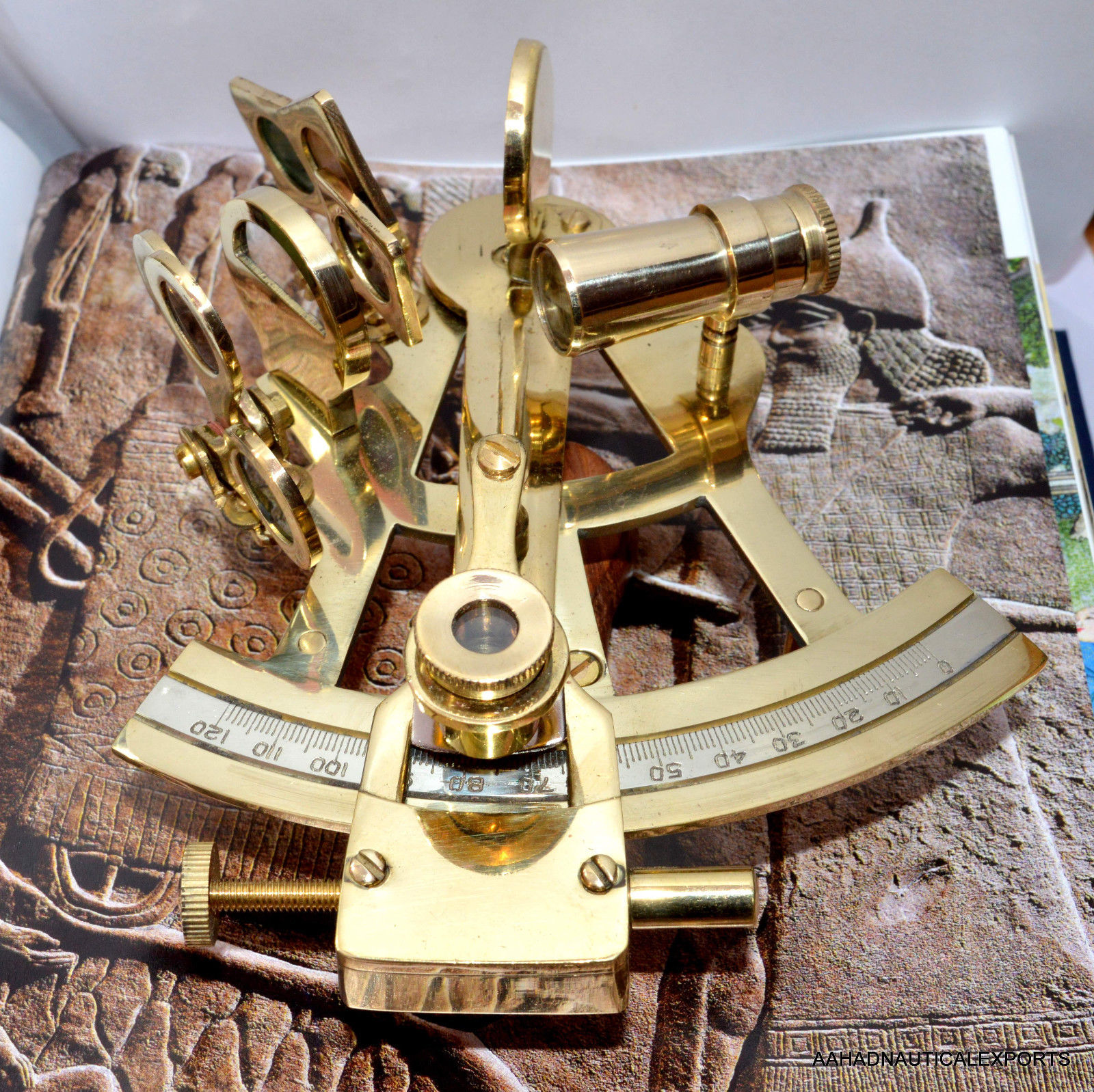 4" Solid Brass Sextant Nautical Working Instrument Astrolabe Ships Maritime Gift