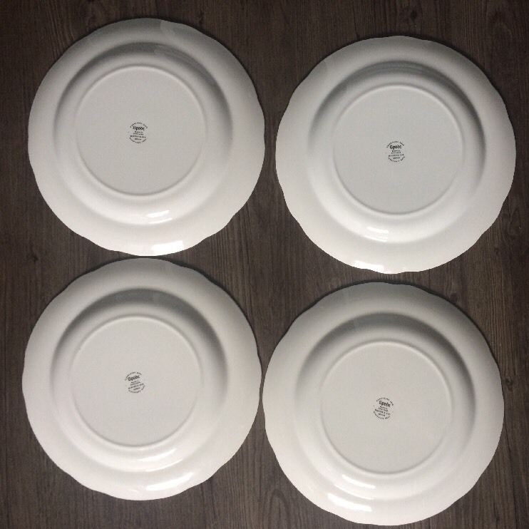 Set of 4 Spode Winter's Eve Blue & White 10.25" Dinner Plates Made In England