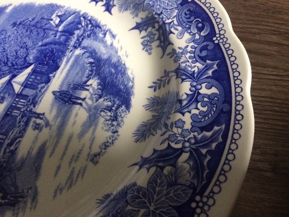 Set of 4 Spode Winter's Eve Blue & White 10.25" Dinner Plates Made In England