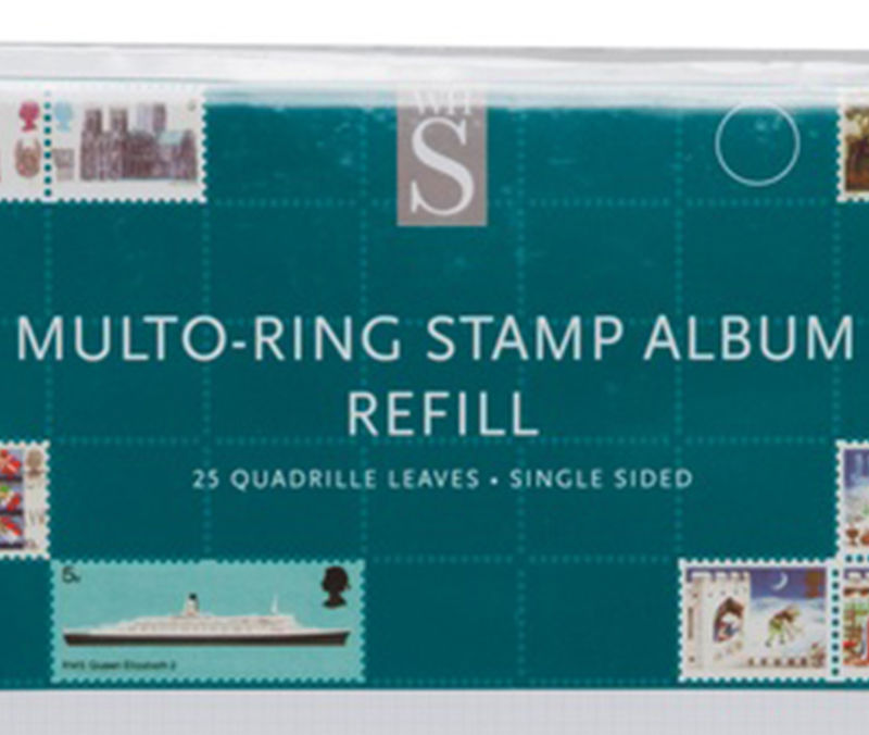 WHSmith Multo-Ring Quadrille Stamp Album Refills Single Sided Pack Of 25 Leaves