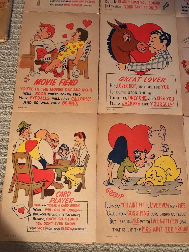 Vintage Antique Snappy Valentine Comic Sheets Racy Rare CHESTER GOULD Like