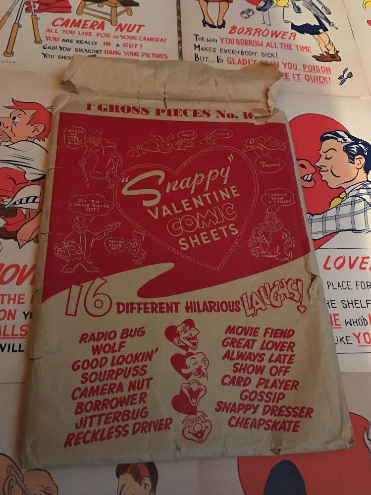 Vintage Antique Snappy Valentine Comic Sheets Racy Rare CHESTER GOULD Like