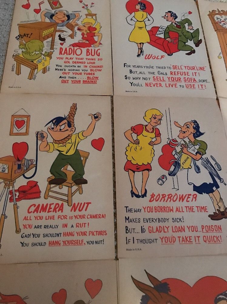 Vintage Antique Snappy Valentine Comic Sheets Racy Rare CHESTER GOULD Like