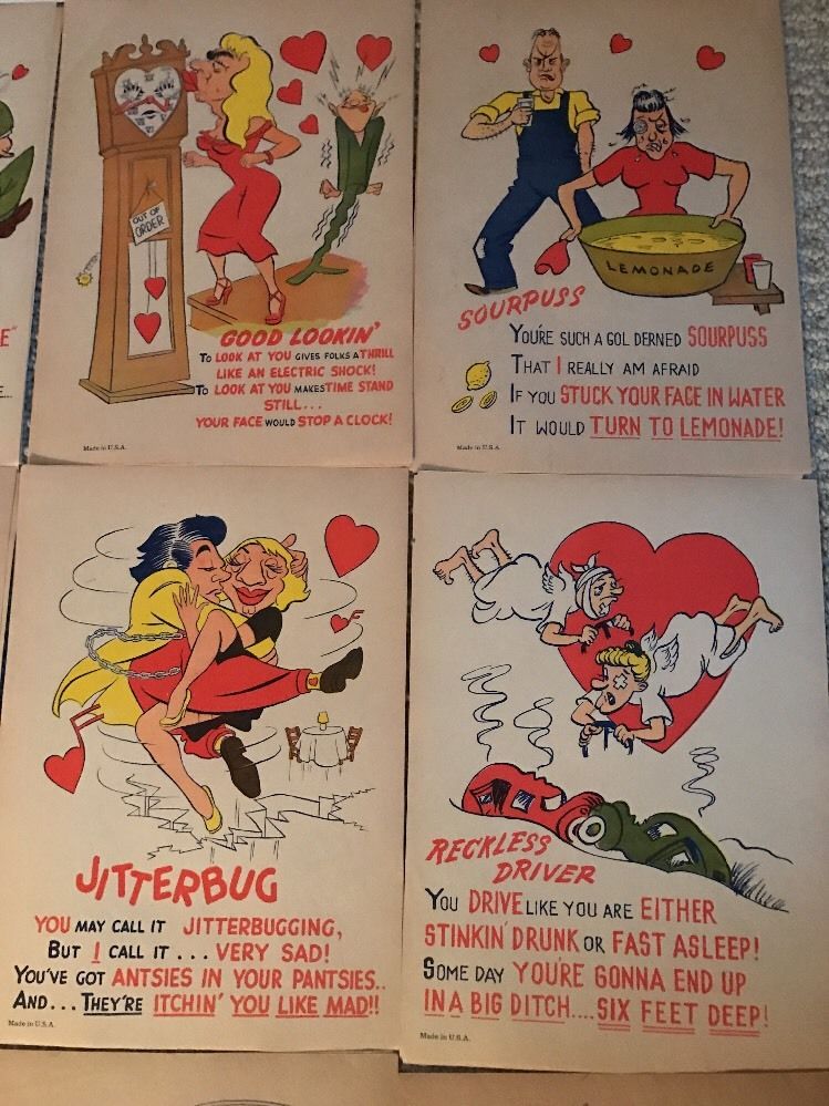 Vintage Antique Snappy Valentine Comic Sheets Racy Rare CHESTER GOULD Like