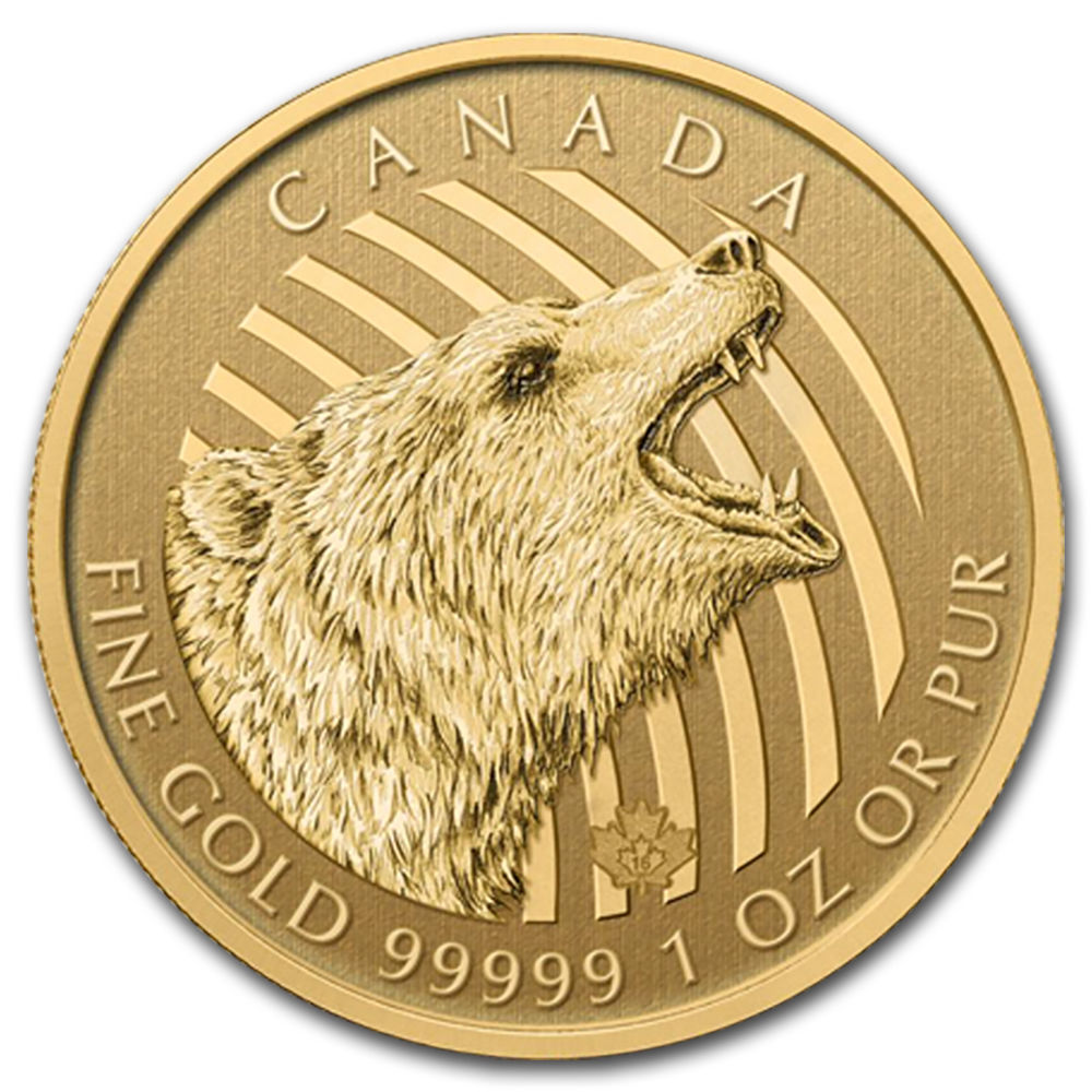 2016 Canada 1 oz Gold Roaring Grizzly Bear .99999 BU - SKU #95220