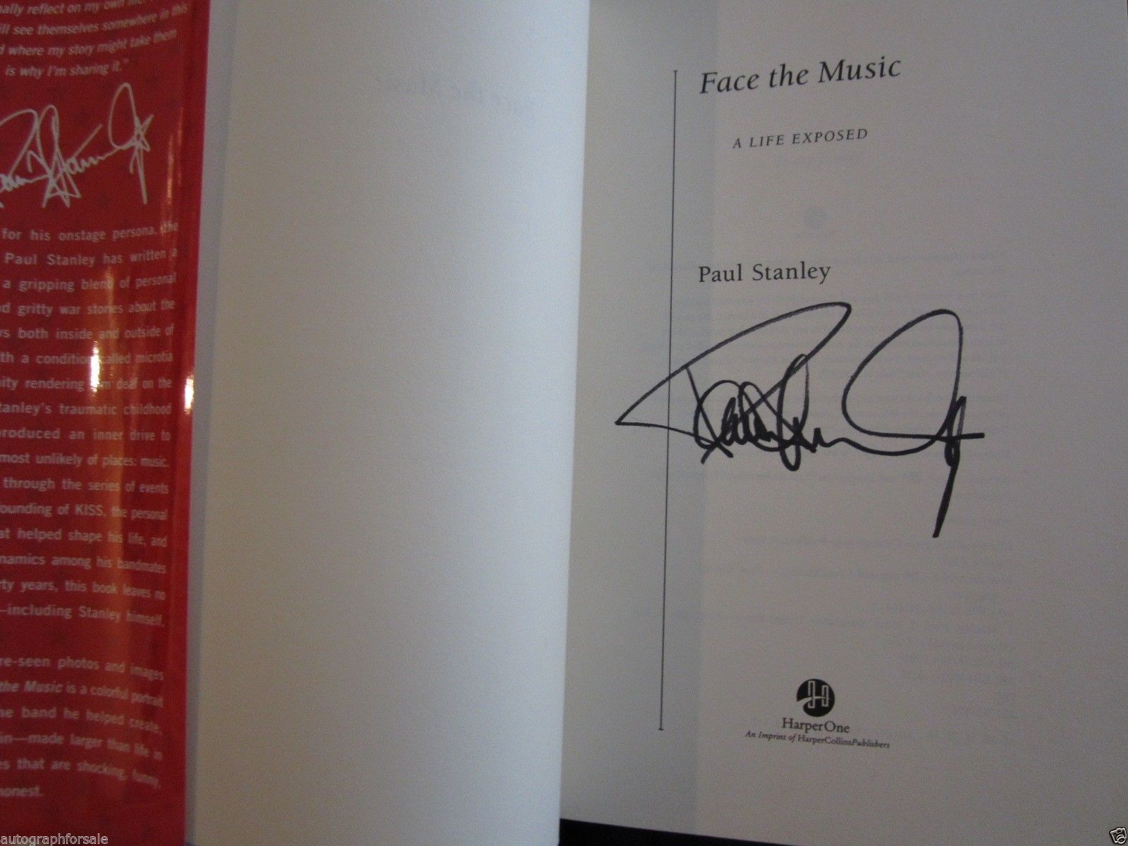 Paul Stanley autographed signed auto KISS Face the Music hardcover book + photo