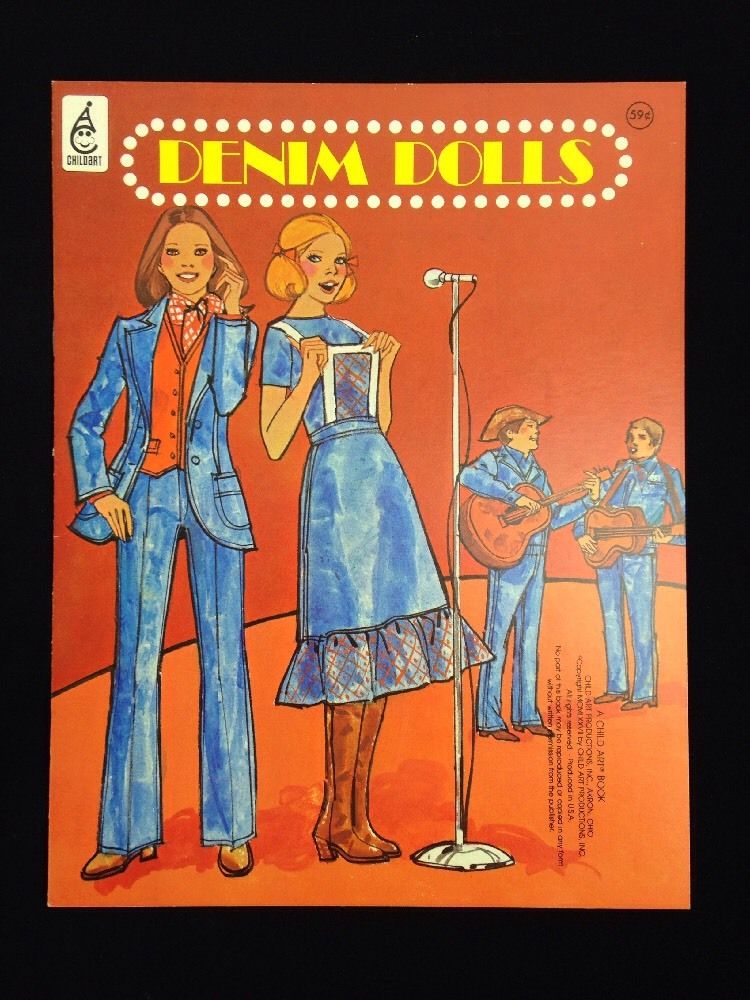 Child Art Vintage 1970's Paper Doll Lot Little Ladies Denim Fashion Parade Uncut