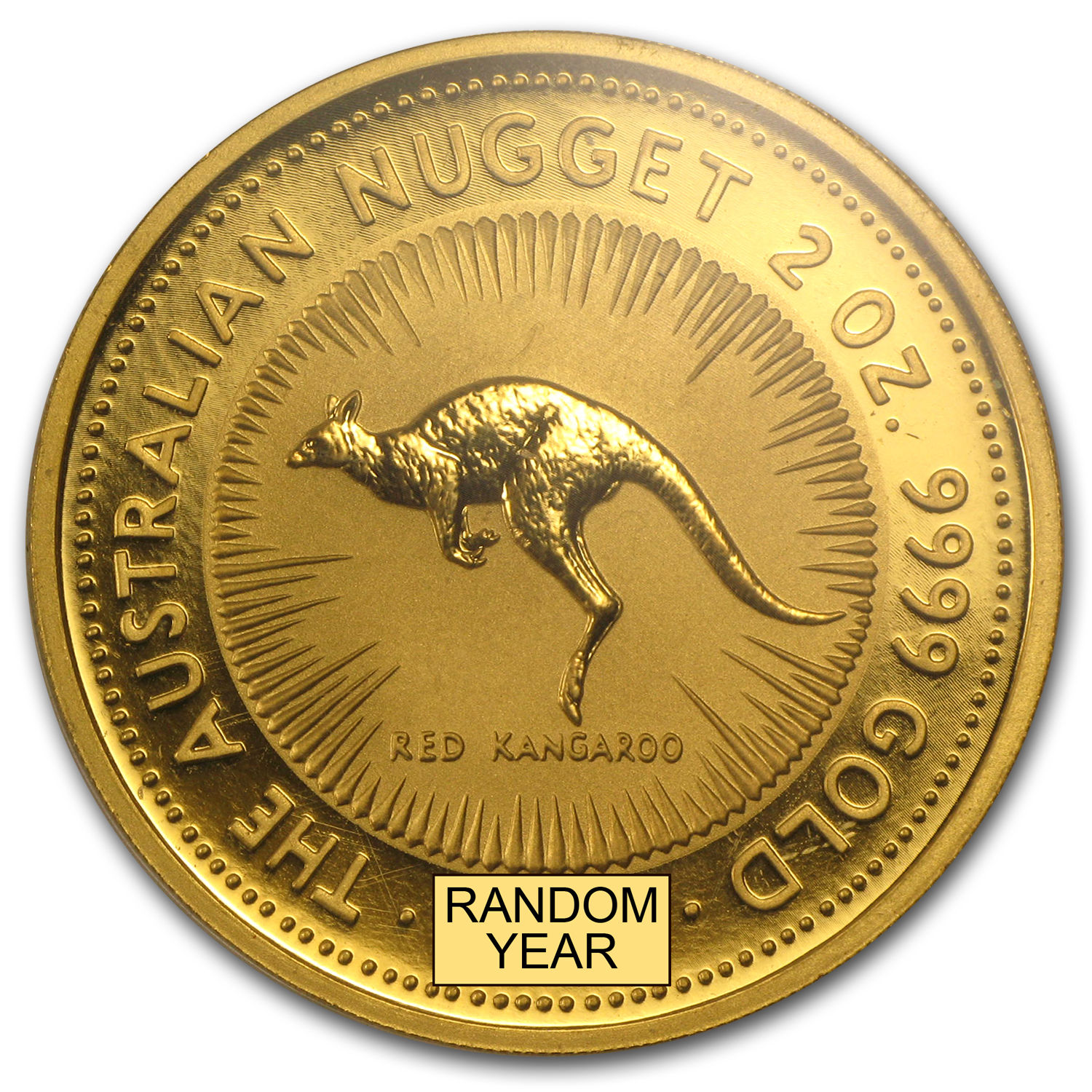 Australia 2 oz Gold Kangaroo/Nugget BU (Random Year) - SKU #29984