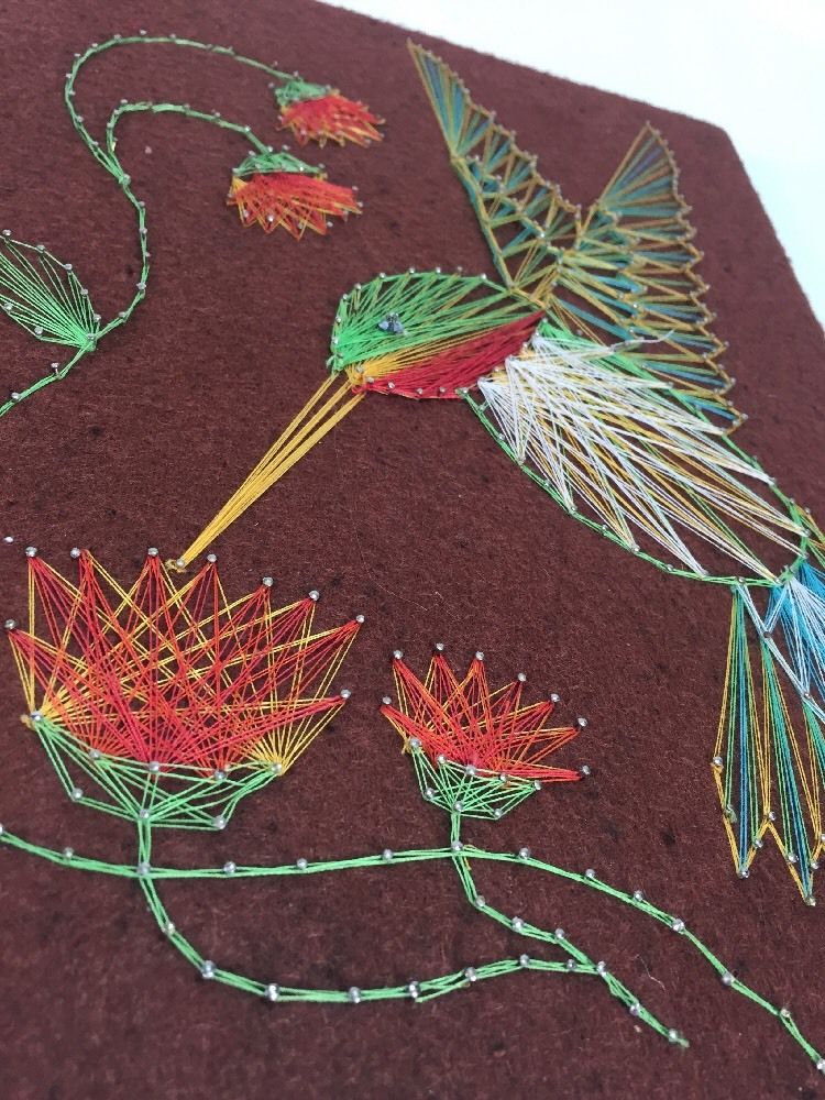 Vintage String Art Hummingbird John Eichinger 1976 Retro Wall Folk 1970's