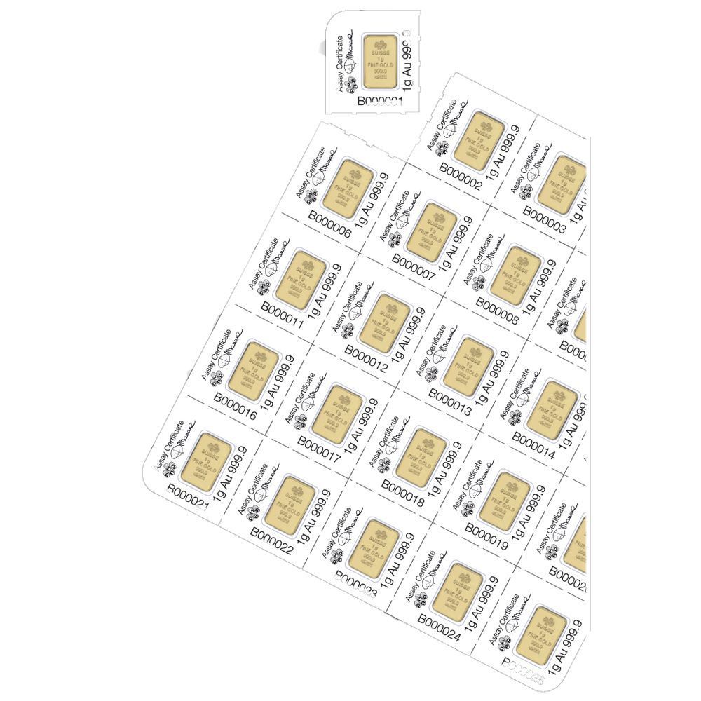 25 X 1 Gram Divisible PAMP Suisse MULTIGRAM Gold Bar