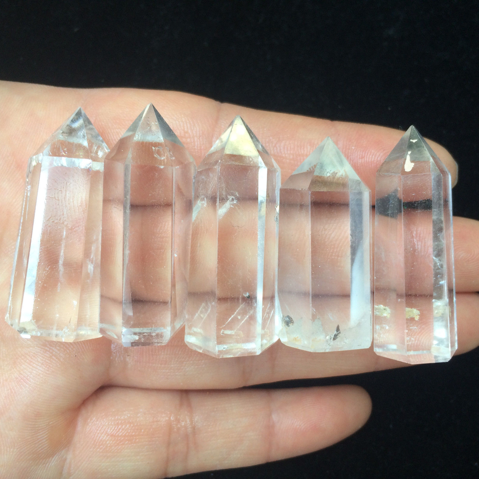 2pcs NATURAL CLEAR QUARTZ CRYSTAL WAND POINT HEALING   25+G