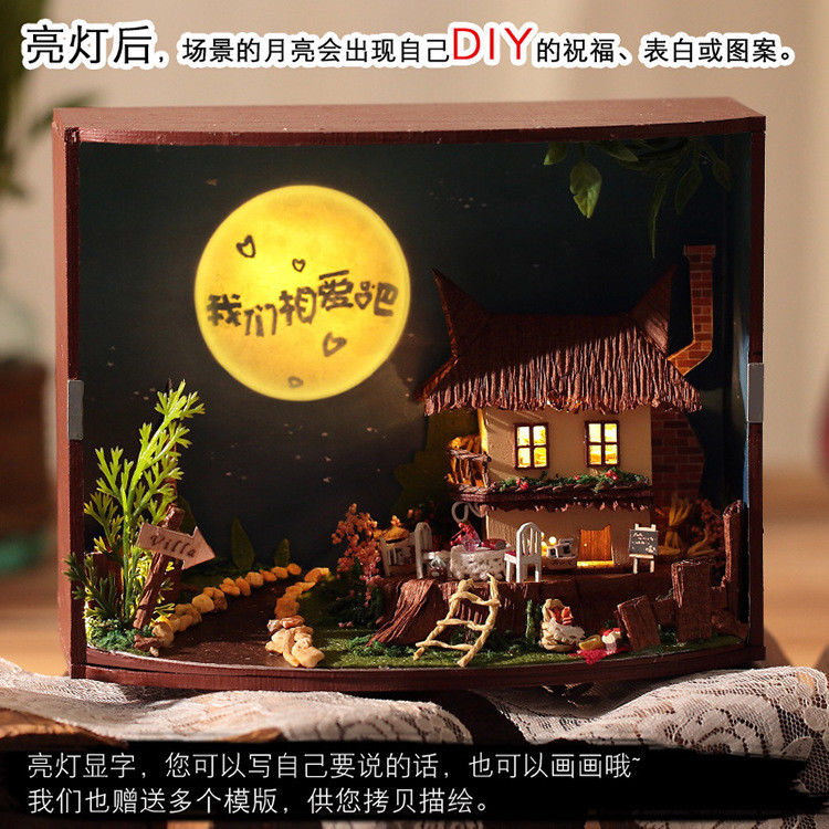 Dollhouse Miniature DIY House Kit Wooden Toy Handmade Craft Gift Wall Decoration