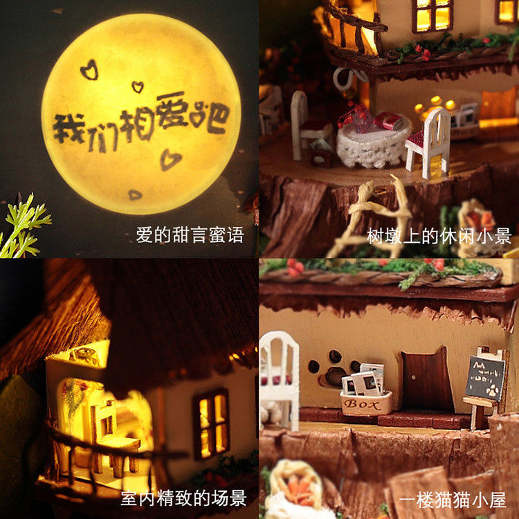 Dollhouse Miniature DIY House Kit Wooden Toy Handmade Craft Gift Wall Decoration