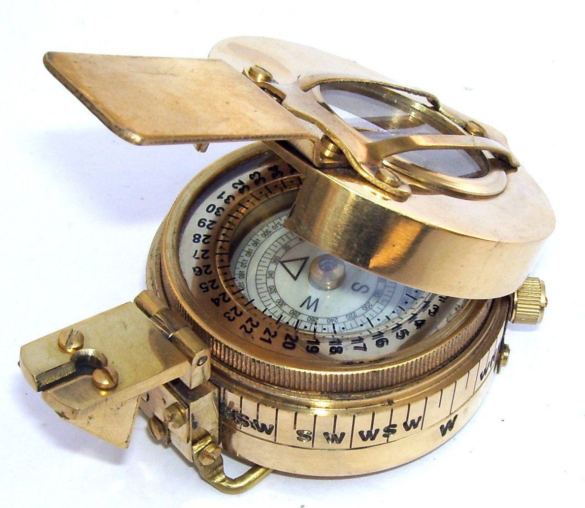 Antique Nautical Brass Military Compass Vintage Collectible Decor Brass compass