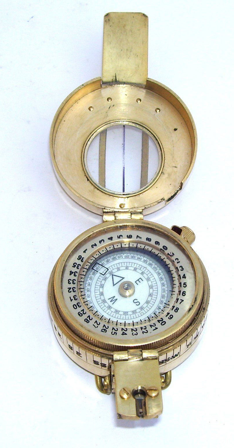 Antique Nautical Brass Military Compass Vintage Collectible Decor Brass compass