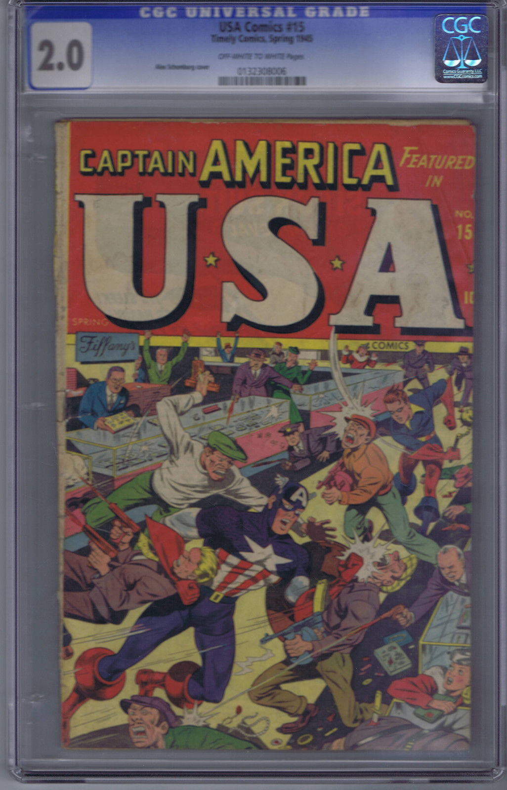 USA Comics #15 Timely1945 CGC 2.0  Schomburg cover!