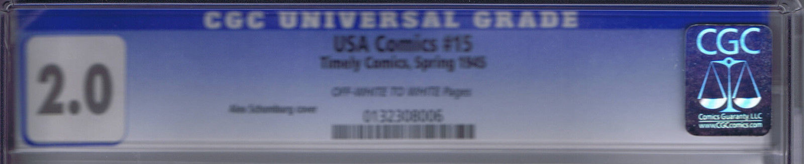 USA Comics #15 Timely1945 CGC 2.0  Schomburg cover!