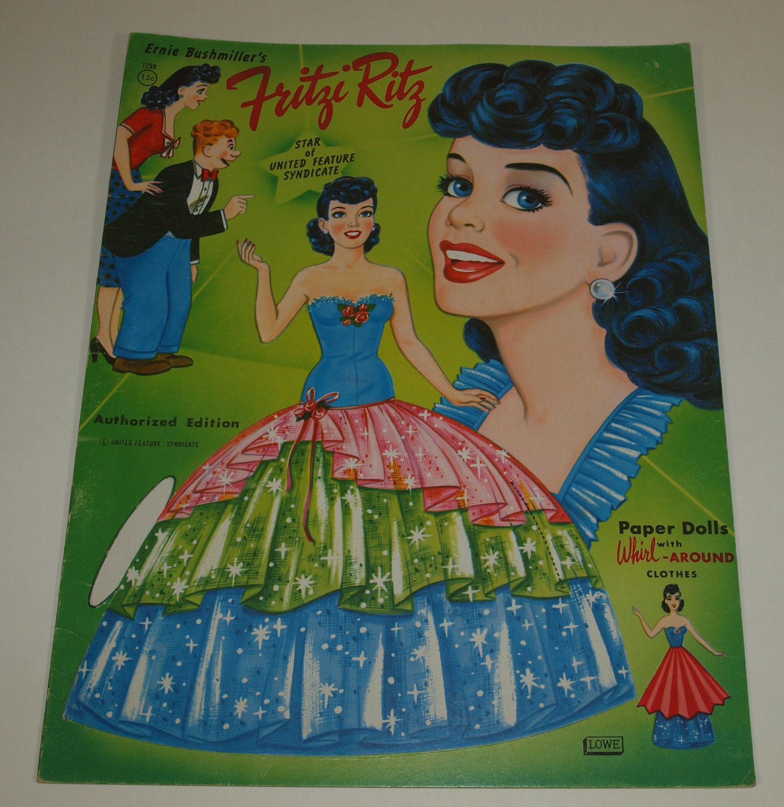 Vintage 1950s Lowe Ernie Bushmiller's FRITZI RITZ Paper Dolls Uncut Complete