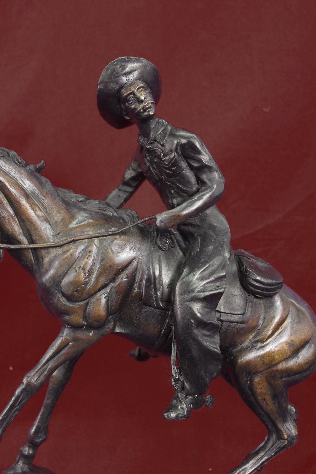 Signed Frederick Remington Solid Vintage Art deco Large Bronze Sculpture Statue