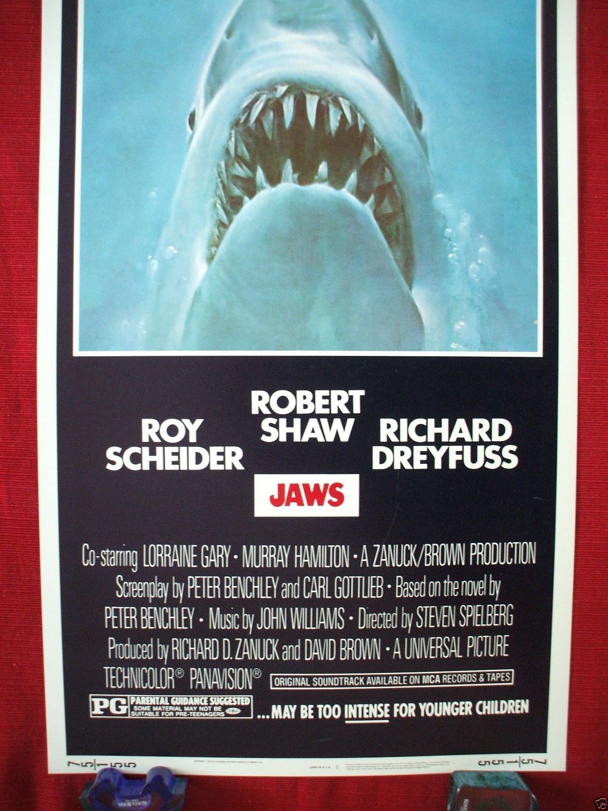 JAWS *1975 ORIGINAL MOVIE POSTER INSERT VINTAGE AUTHENTIC STEVEN SPIELBERG SHARK