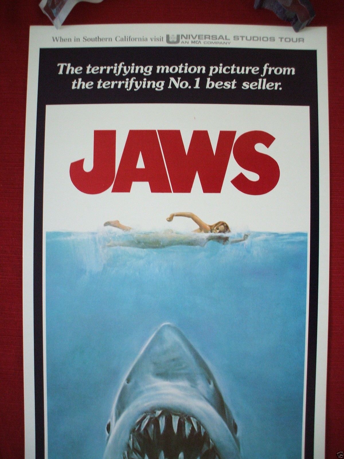 JAWS *1975 ORIGINAL MOVIE POSTER INSERT VINTAGE AUTHENTIC STEVEN SPIELBERG SHARK