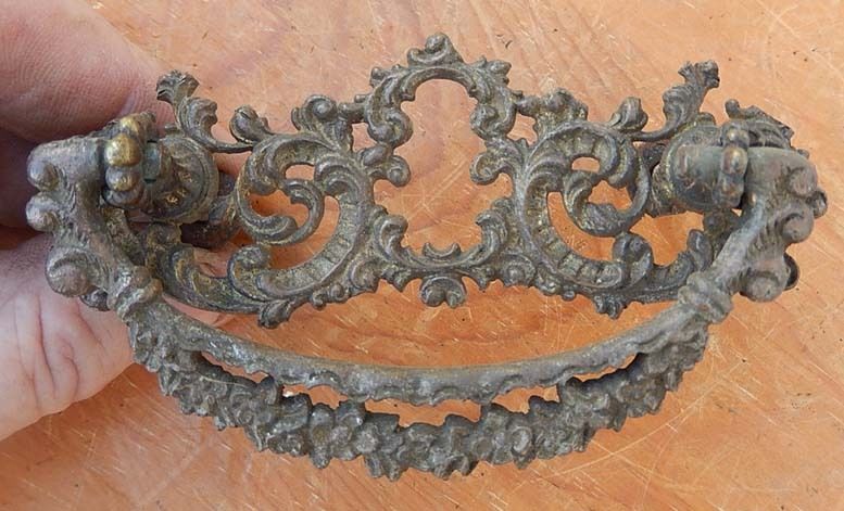 RARE 8 Fancy Antique Pierced Cast Brass 19th C. Victorian Drawer Pulls Handles