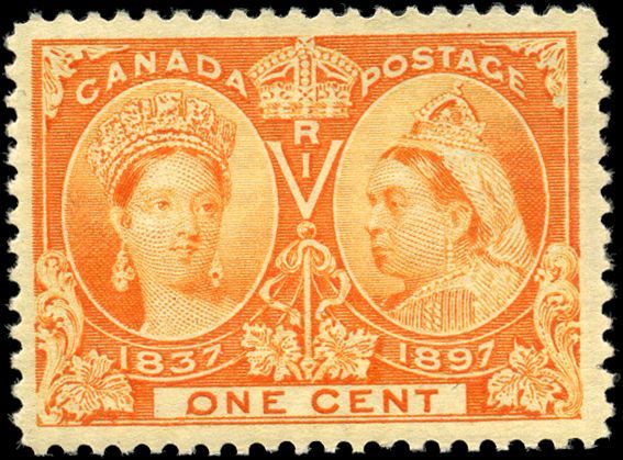 Canada #51 mint VF OG NH 1897 Queen Victoria 1c orange Diamond Jubilee CV$120.00