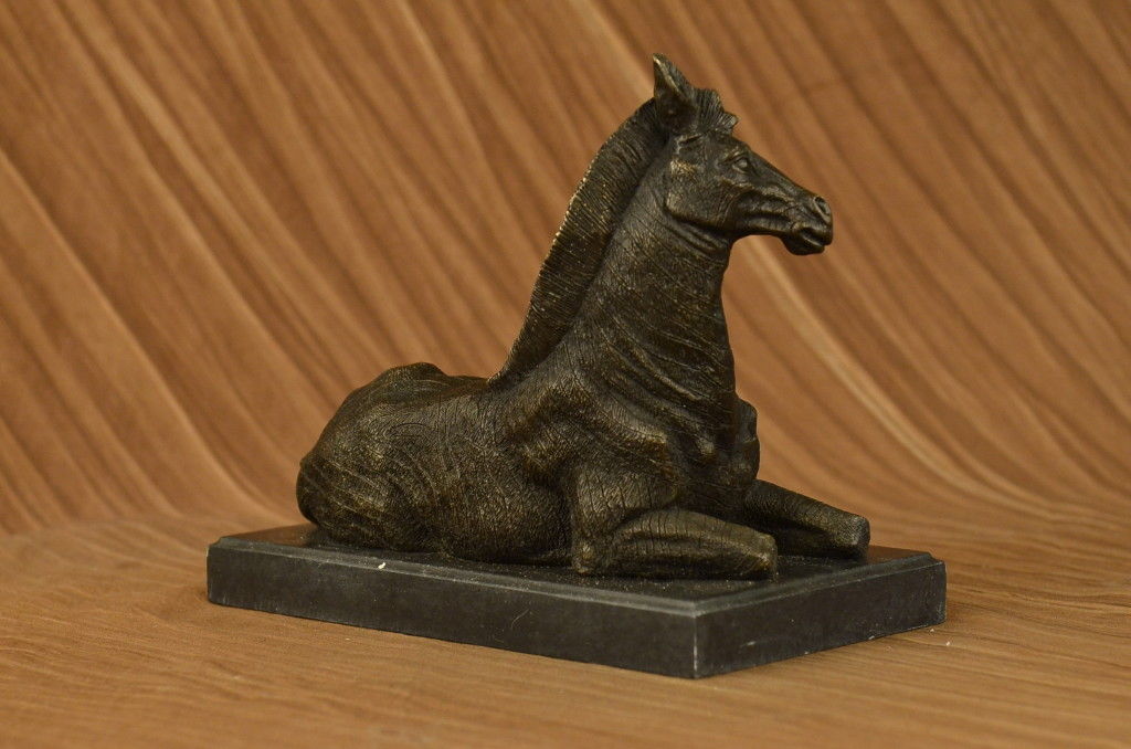 African Zebra Art Deco Marble Base Figurine Figure Decor Bronze Sculpture Statue