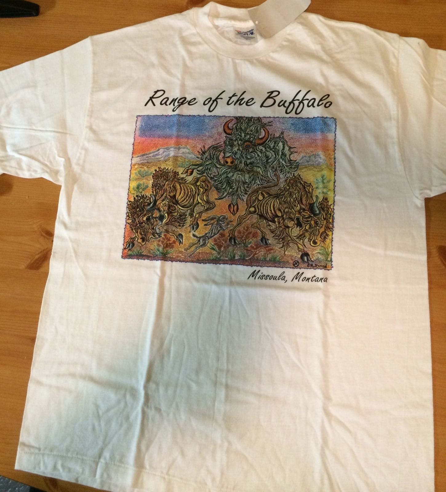 VINTAGE J.R. RUMMEL T SHIRT "RANGE OF THE BUFFALO" MISSOULA, MONTANA