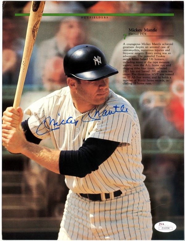 Mickey Mantle Autographed Signed 8x11 Magazine Page Photo New York Yankees JSA