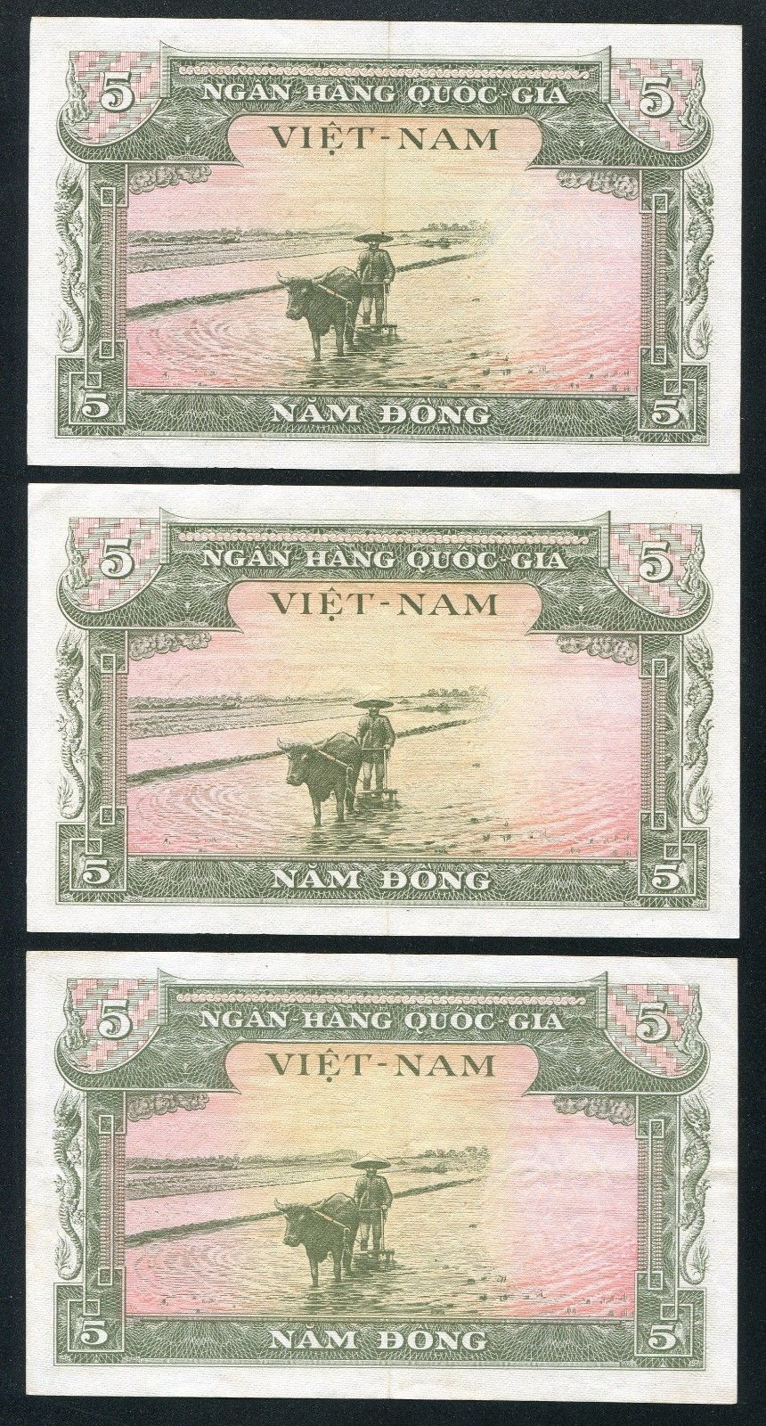 Vietnam South banknote 5 dong Pick 2a AU condition , Lot of 9 note