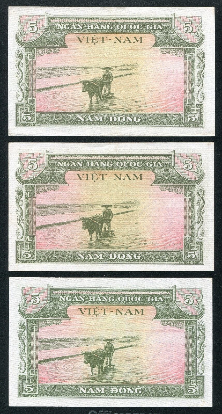 Vietnam South banknote 5 dong Pick 2a AU condition , Lot of 9 note