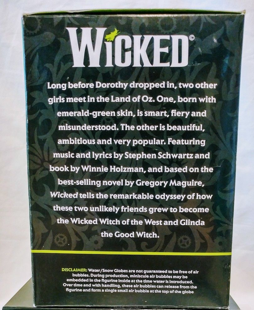 Wicked The Musical Defy Gravity Glitter Globe With Music Box