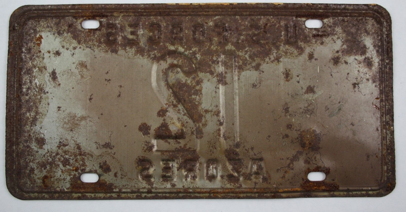 1950's Original Vintage AZORES License Plate 12 U.S. FORCES