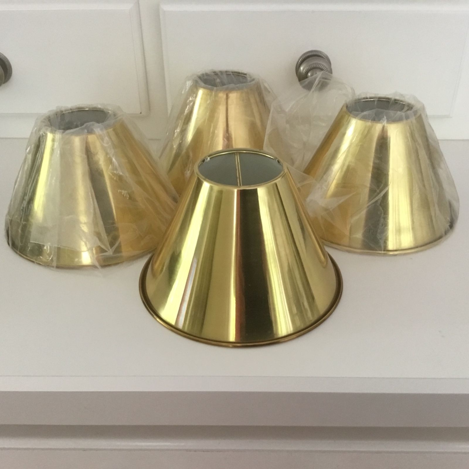 Polished Brass Bouillotte Lamp Chandelier Sconce Shade Shades 4 Metal Clip On