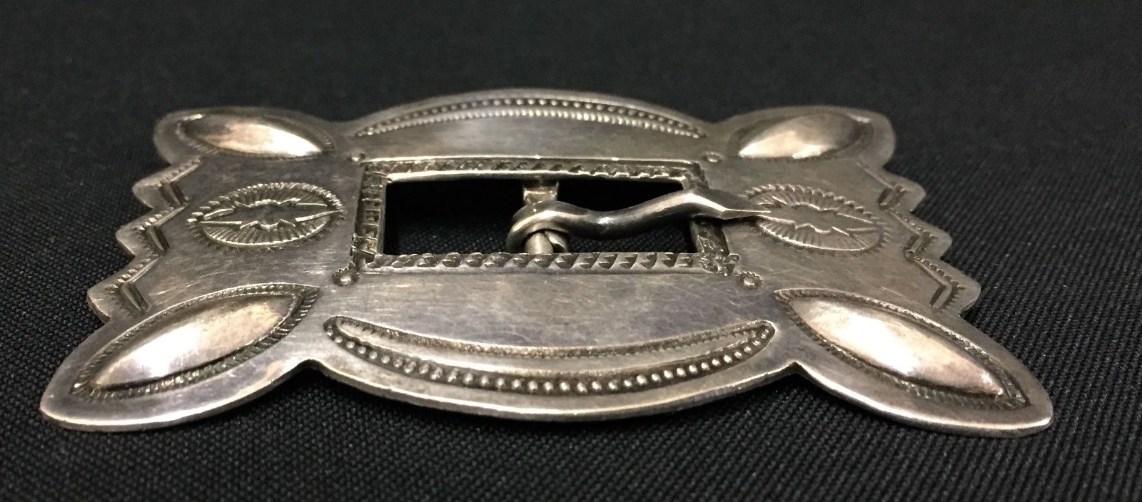 Vintage Sterling Silver Native American Indian Belt Buckle - Unique - Older