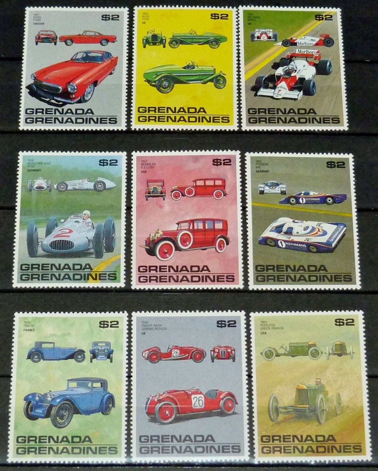 Grenada Grenadines Cars 1988 Scott #1018-1020 Lot of 9 Stamps Mint MNH