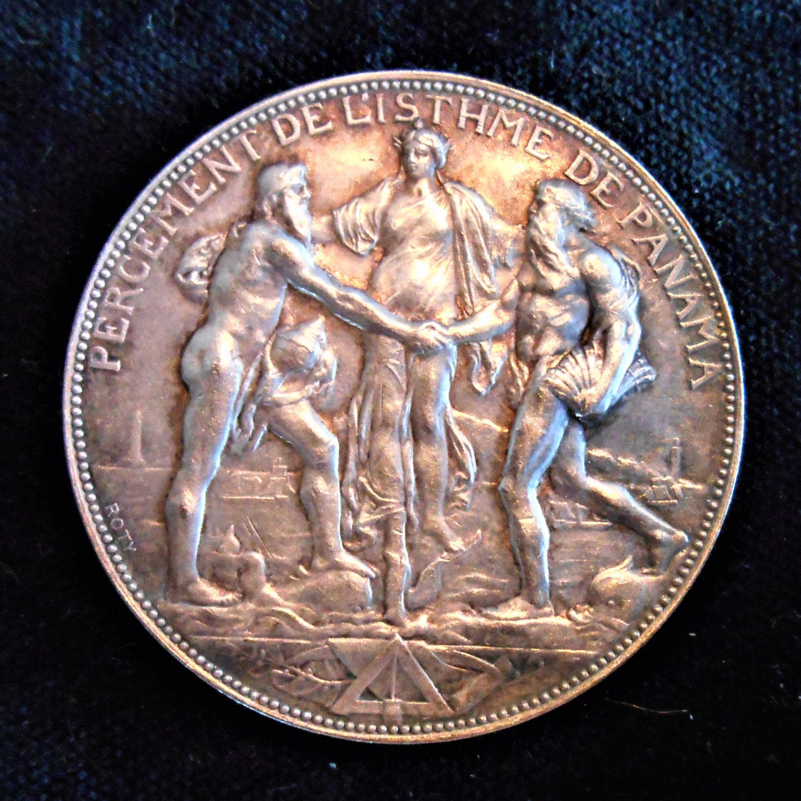 FRANCE-1880-PANAMA CANAL -SUSCRIPTION MEDAL-SILVER by ROTY -EXTREMELY RARE