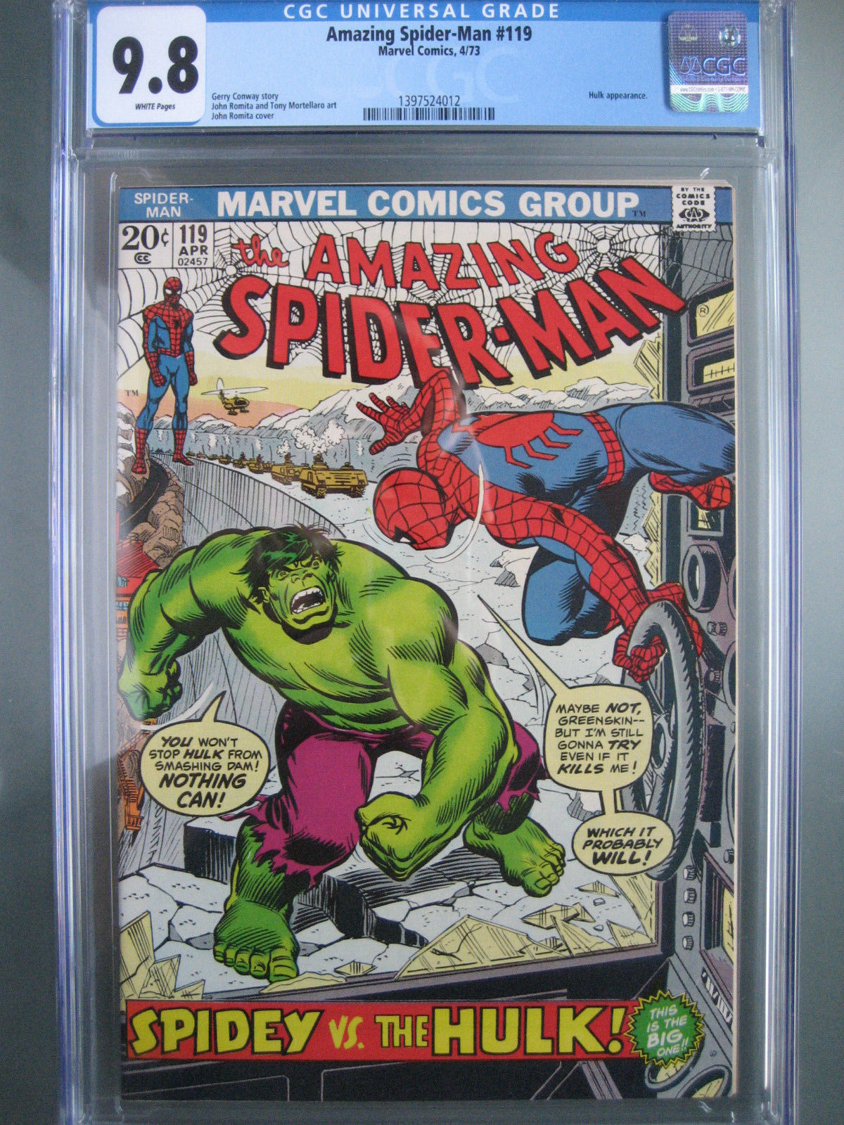 Amazing Spider-Man #119 CGC 9.8 White **Spider-Man vs Hulk** Marvel Comics 1973