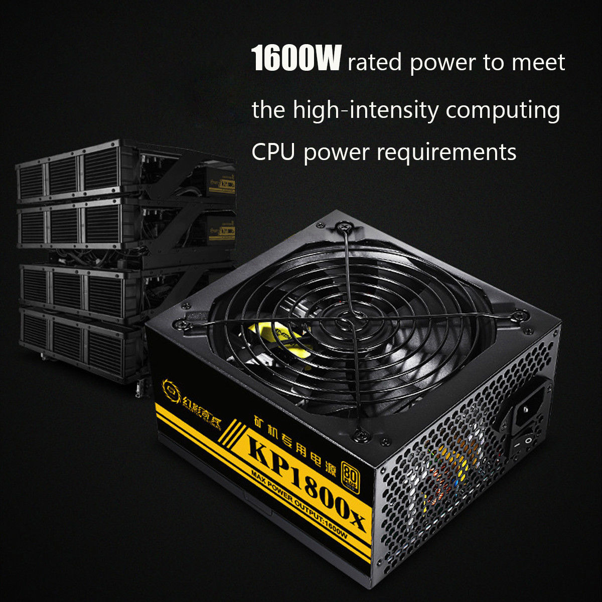 1800W PC Power Supply 24/8PIN 12V PCI-E 94% Efficiency 80Plus Modular For Miner