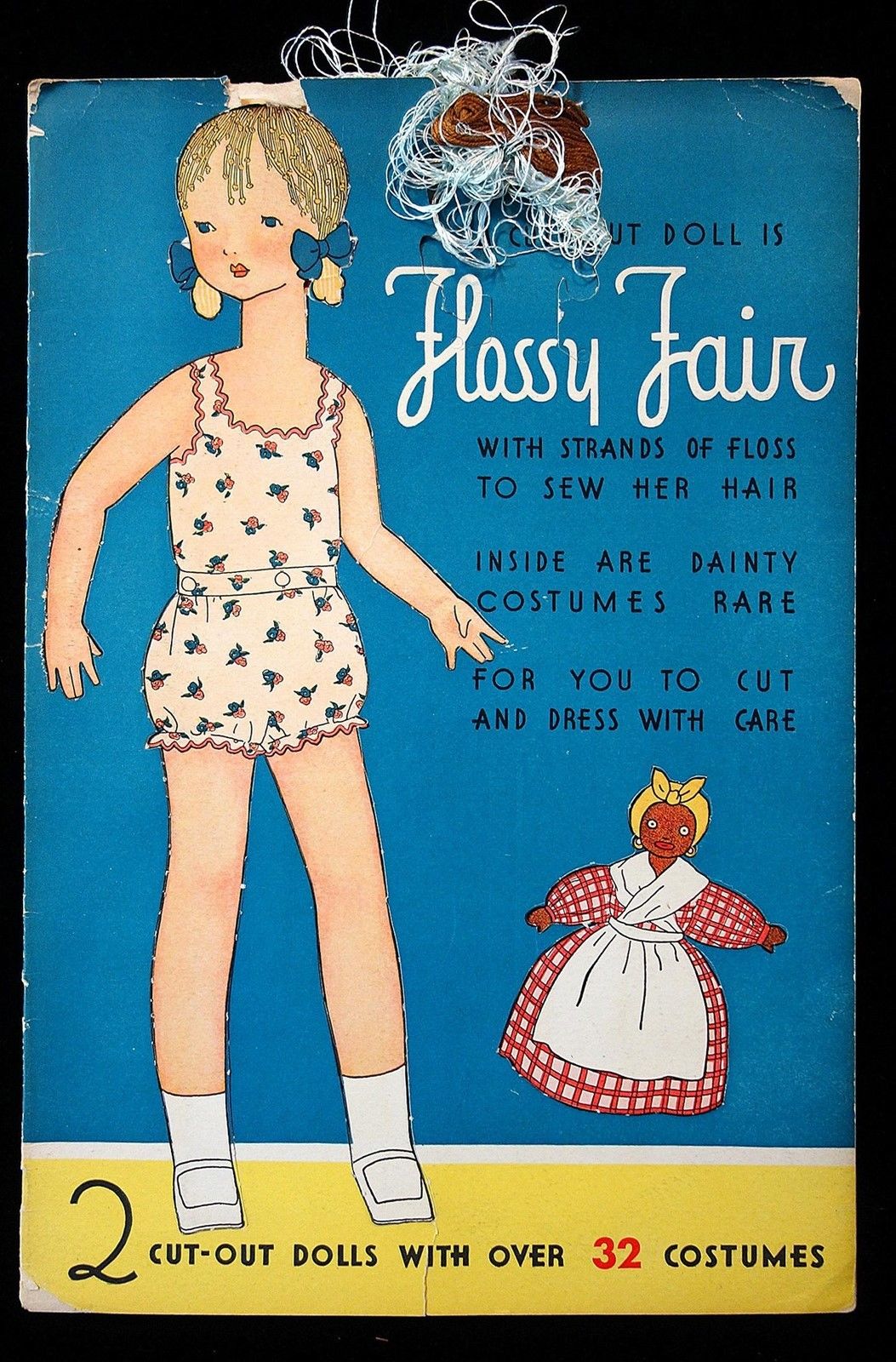 Un-Cut Paper Doll Book & Peter Flossy Fair w Floss to Sew her Hair