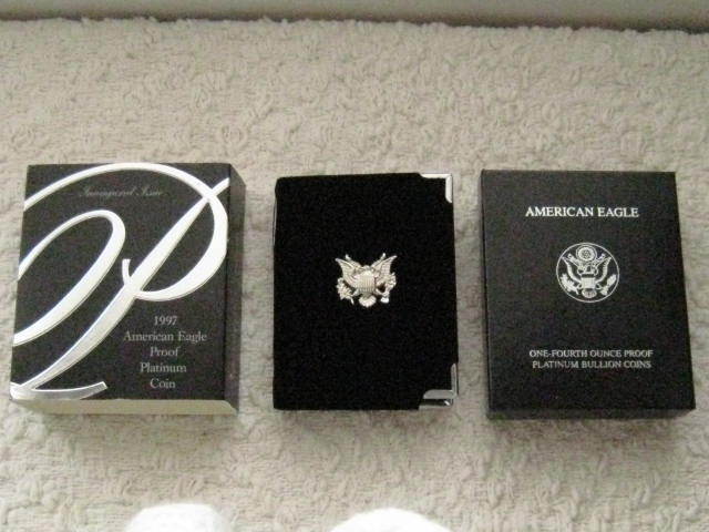 1997-W $25 PROOF PLATINUM STATUE OF LIBERTY 1/4 Oz. AMERICAN EAGLE BOX & COA !