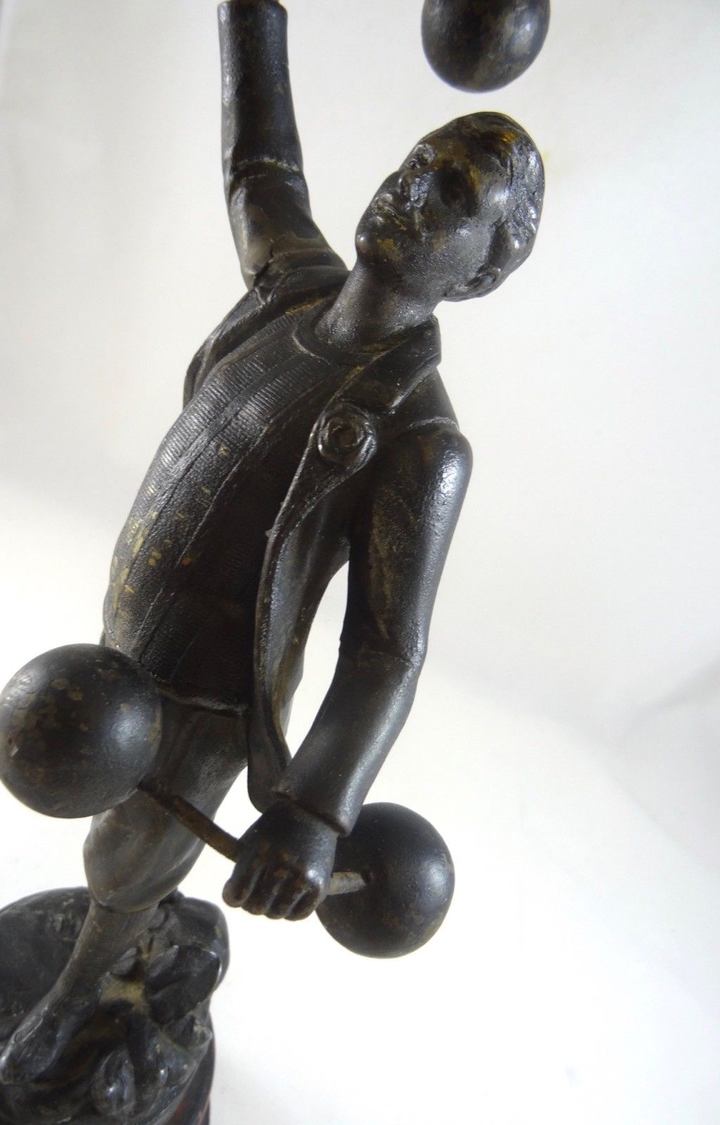 WEIGHTLIFTER ART NOUVEAU STATUE SPORTS ANTIQUE SCULPTURE METAL CAST BODYBUILDING