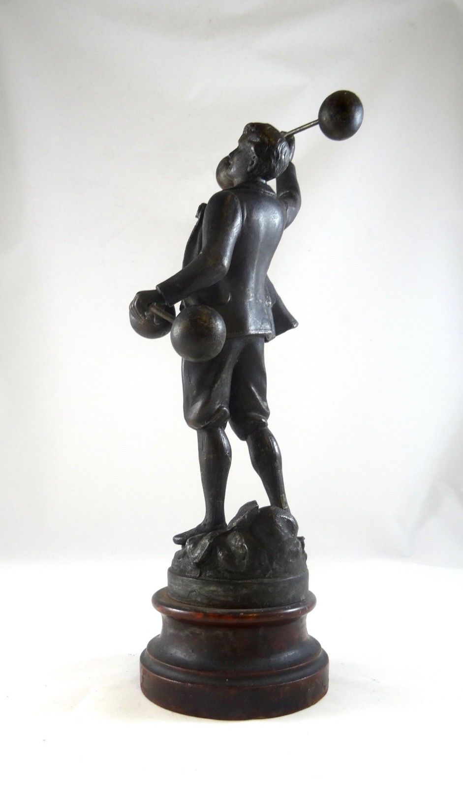 WEIGHTLIFTER ART NOUVEAU STATUE SPORTS ANTIQUE SCULPTURE METAL CAST BODYBUILDING