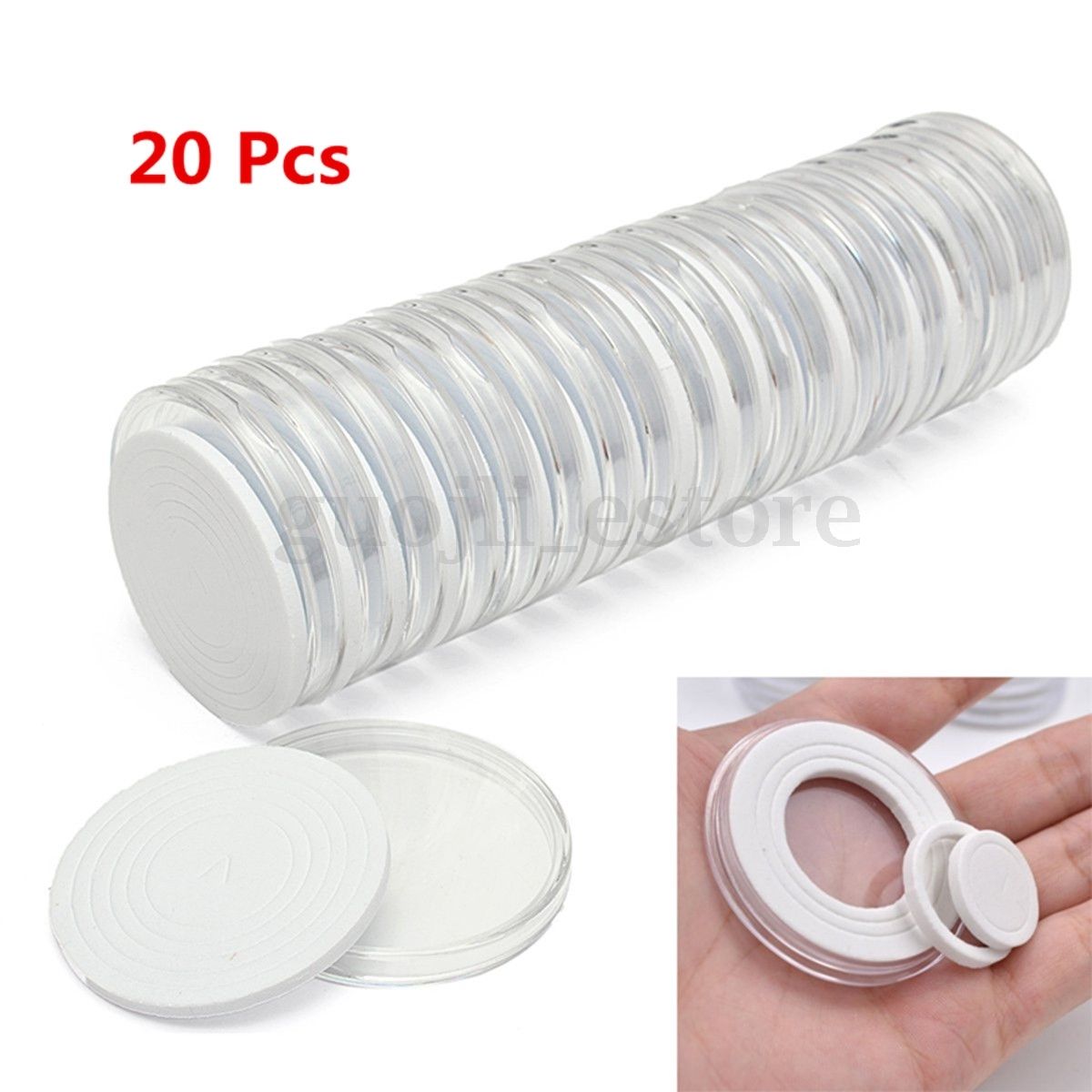 20x Clear Round Coins Holders 46mm Capsules Storage Cases Box Container Display