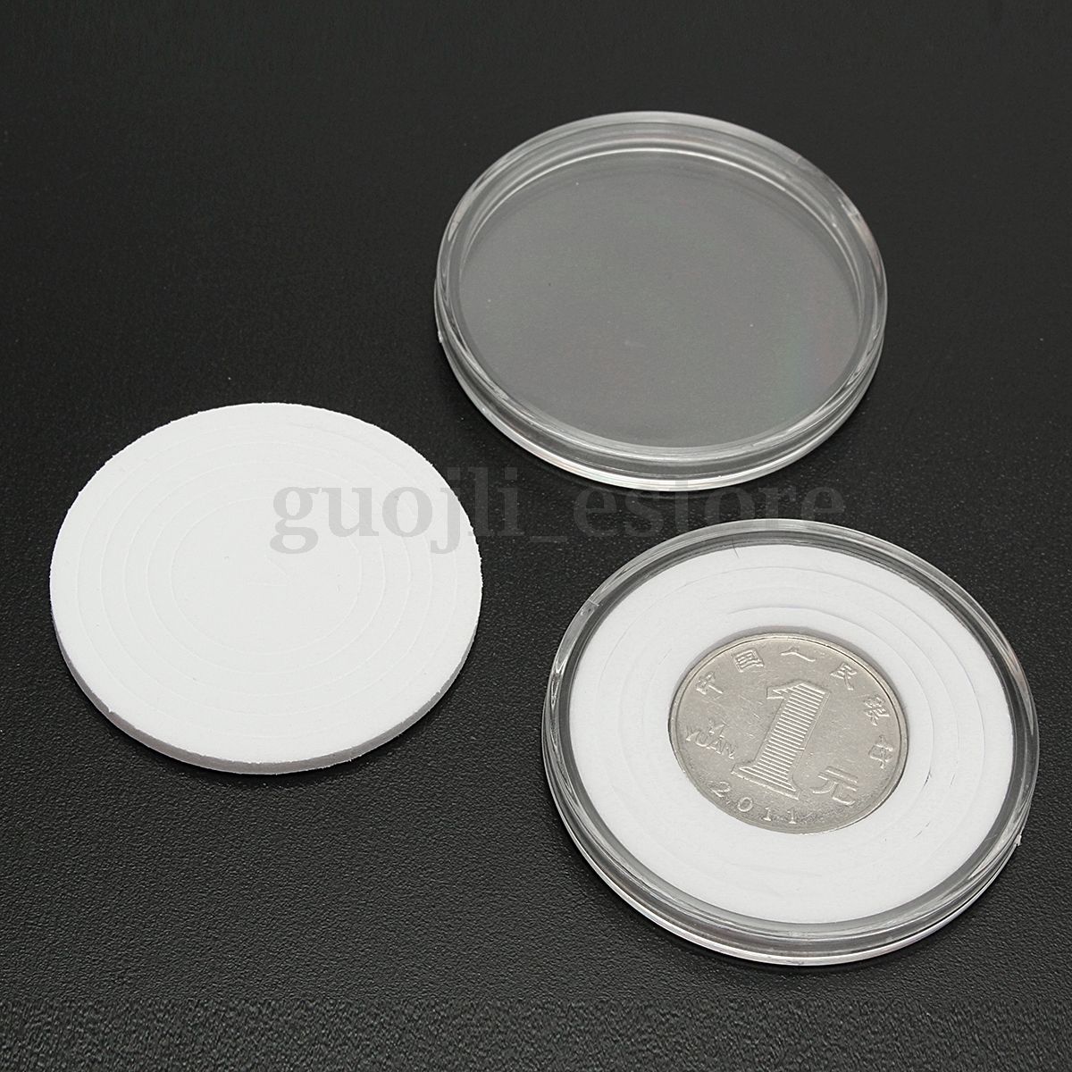 20x Clear Round Coins Holders 46mm Capsules Storage Cases Box Container Display